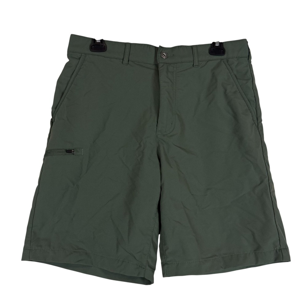 Gerry Shorts Mens 32 Green Microfiber 8 Inseam Elastic Waist Hiking Athletic